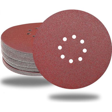 Lot de 30 disques abrasifs à 8 trous, 22,5 cm, papier abrasif en oxyde d'aluminium de qualité supérieure pour ponceuse à cloison sèche (grain 60) (1/5)