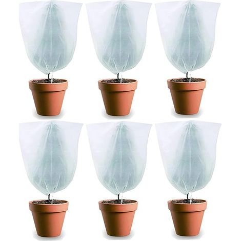 Lot de 6 Housse d'hivernage pour Plantes en Pot, Housse de Protection pour Plantes Plantes de Protection Contre Le Gel Hiver avec Cordon de Serrage pour Protection des Plantes (60 x 80 cm) (1/5)