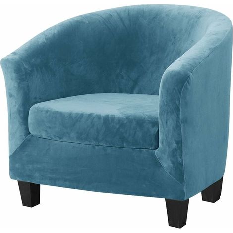 Housses de chaise baignoire paon housse fauteuil en extensible avec coussin canapé 2 pièces 1 velours bleu (1/4)