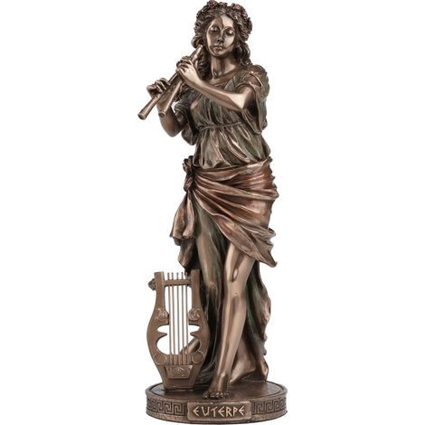 Euterpe Musa Greca della Musica - Figura mitologica classica in resina per la decorazione di collezionisti e amanti dell'arte