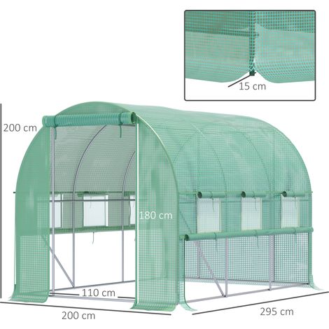 Serre film 2,95x2x2 m, tunnel accessible 6 fenêtres, protection UV culture jardin (1/5)