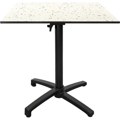 Table terrasse pliable en Compact HPL décor terrazzo 70 x 70