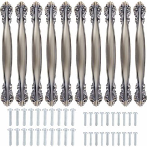 Set mit 10 antiken, bogenförmigen Schrankgriffen - Möbeltürgriffe, Vintage-Möbelgriff, Vintage-Möbeltürgriff, Vintage-Türgriff (128 mm Abstand)