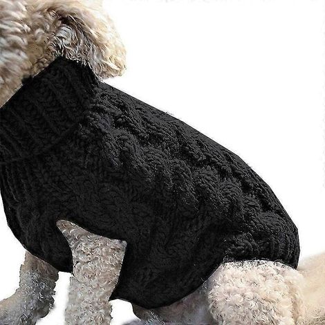 Suéter cálido para perros y gatos, ropa de invierno, cuello alto, tejido de punto, ropa para mascotas, gatos y cachorros, disfraz para perros pequeños, gatos y chihuahuas, chaleco negro (1/5)