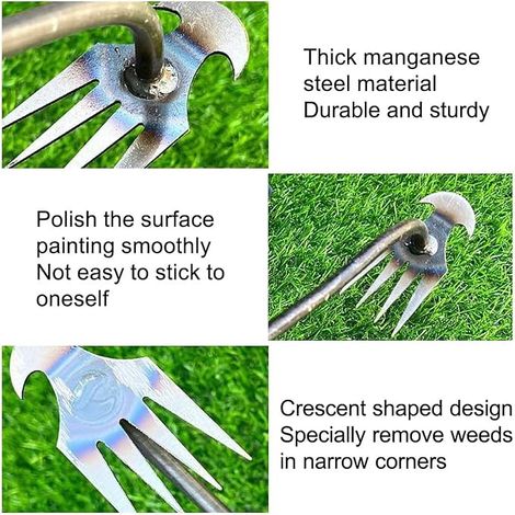 Arrache Mauvaise Herbes Jardinage, Outil Arrache Mauvaises Herbes, Extracteur Mauvaises Herbes, 36cm Rateau Desherbage, Désherbage Révolutionnaire (1/5)