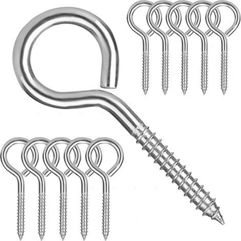 12 Pièces M6 Piton à Visser en Acier Inoxydable 304 Mouton Oeil Rond Auto Taraudeuse Vis à Anneau Crochets à Oeil Boulon à œil Crochets Piton à Vis 80mm (1/5)