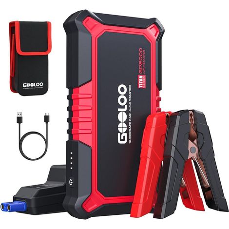 Starthilfe Powerbank 2000A für PKW, 12V Benzin & Diesel, mit USB-Schnellladung & LED (1/5)