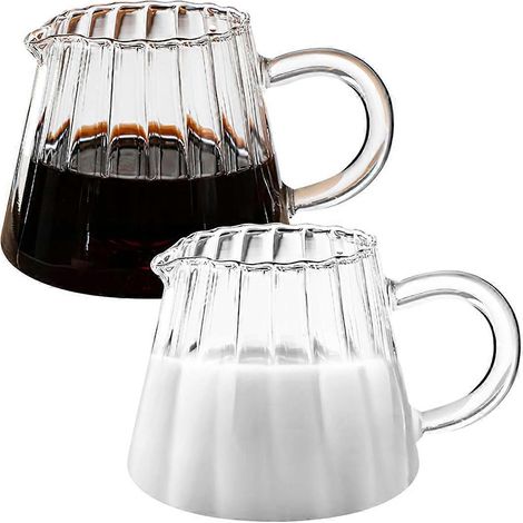 Pichet en verre, pichet à crème en verre ondulé, pichet à thé en verre -- (1/5)