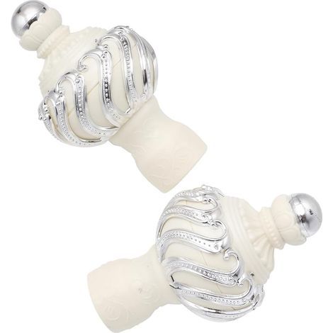 27 mm 2 Embouts Ronds pour Tringle à Rideau Extrémité de Poteau de Draperie Embouts Décoratifs de Remplacement Blancs pour Le Bureau Les Accessoires de Décoration de Tringle Romaine (1/5)