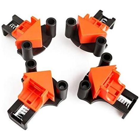 Serre Joint Angle, Pinces à Bois, lot de 4 Pinces à Angle Droit à 60degrés 90degrés 120 degrés, Outillage Bois, localisateur de Trous, Pour le Travail du Bois, le Cadre Photo Bricolage, Outils à Main (1/5)