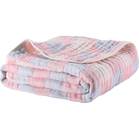 Serviettes de bain en mousseline de coton super doux, serviettes de douche de luxe pour salle de bain, 105 x 105 cm,Couleur: Rose, Bleu, Blanc (1/5)