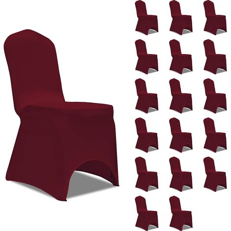 vidaXL Housses élastiques de chaise Bordeaux 18 pcs (1/5)