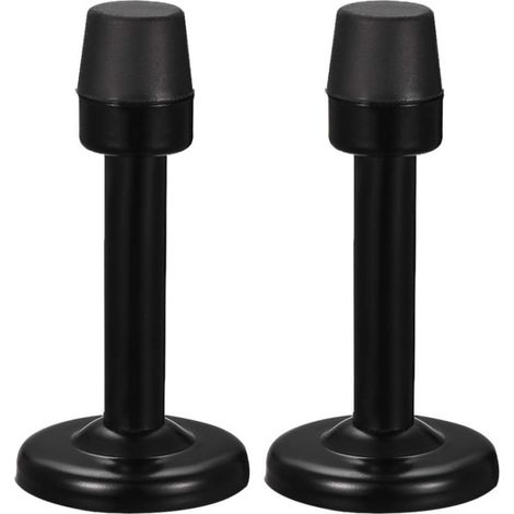 Butées de Porte Murales – Protection Murale avec Embout 2 pièces 105mm Acier Inoxydable Caoutchouc Noir (1/4)