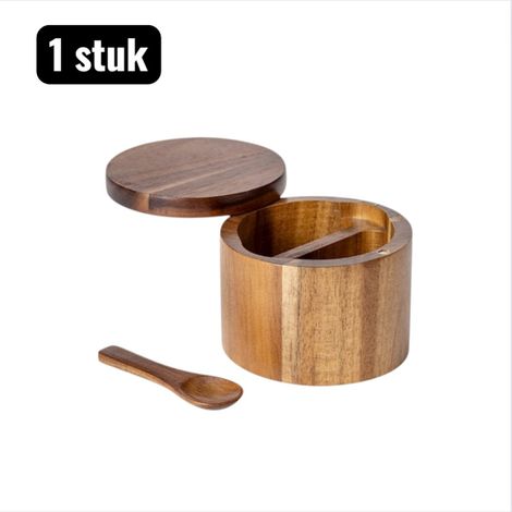Pot à épices en bois d'acacia avec compartiments et pots en verre hermétiques avec couvercles en bois pour sel poivre et épices 1 pièce (1/5)