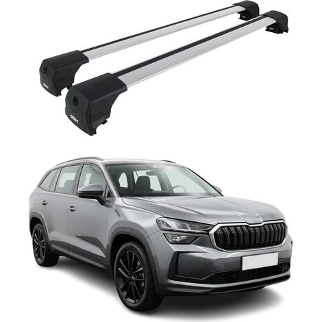 OMAC Aluminium Dachträger Querträger für Skoda Kodiaq II 2024-2026 / Superb 2024-2026 Kombi – City Crash – ISO/PAS 11154:2006 – Abschließbar – Max. 75 kg – 2 Stangen Silber (1/5)