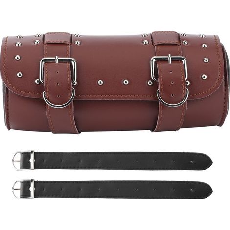 Sacoche universelle pour moto en cuir PU, sacoche de selle, bagage à roulettes, remplacement moteur, marron (1/5)