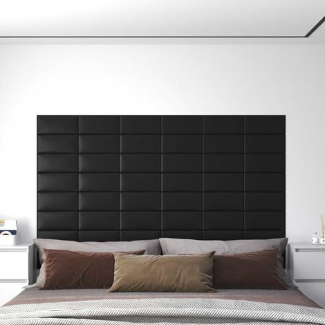 Wandkopfteilen 12 pcs Schwarz 30 x 15 cm Stoff