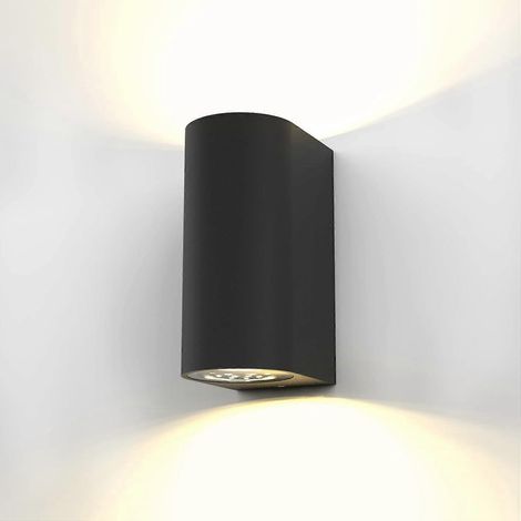 Applique murale LED moderne noire pour intérieur/extérieur, culot GU10, 2 spots, 400 lm, indice de protection IP44, 2 x 6 W (1/5)