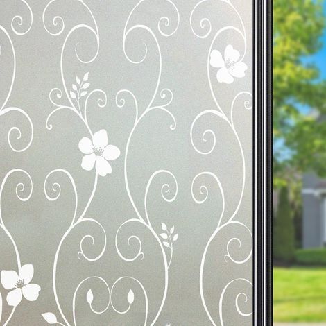 Film Fenetre Anti Regard Adhesif pour Vitre Brise Vue Electrostatique Vitre Film Opaque Vitrage Film décoratif pour fenêtre, Anti-UV 40 x 200 cm, Fleur Blanche (1/5)