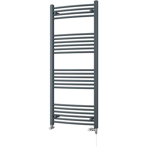 Zennor - Anthracite Dual Fuel Towel Rail H1400mm x W600mm Standard - Curved (1/3)
