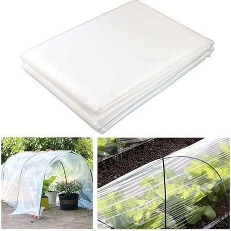 Kaelt - Bâche Protection Serre en Polyéthylène, Extra Épais Film Bâche en Plastique Transparent, Résistant Couverture de Polytunnel pour Protection Serre de Plante de Jardin , 2 x 10M (1/4)