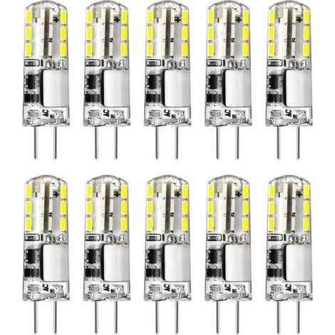 Lot de 10 ampoules LED G4 12 V blanc froid 6000 K AC/DC 2 W/25 W, culot bipolaire type JC, économie d'énergie (1/4)