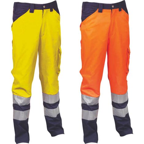 PANTALONE ENCKE AD ALTA VISIBILITA'  tg.L  giallo fluo/navy    COFRA