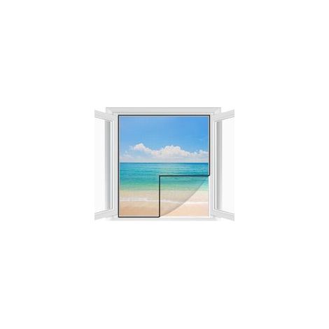 Fenster-Moskitonetz – Zuschneidbar – Für Fenster bis 180 cm x 150 cm – Set mit 2 verstellbaren, feinmaschigen Moskitonetzen, kein Bohren erforderlich, mit Klebeband – Weiß (1/5)