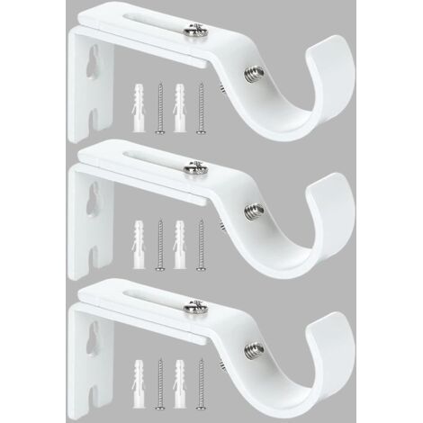 3-teilige Gardinenstangenhalterung – Verstellbare Wandmontage – Für Stangen mit 20–25 mm Durchmesser – Für die Innenmontage – Weiß – 8,8 x 11,5 cm (1/5)
