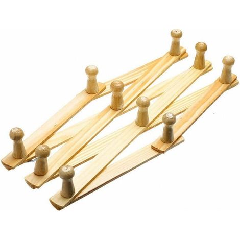 Supports de Suspension Extensibles en Bois, Supports muraux, patères, pour Manteaux Vestes Chapeaux Sacs Chambre et Salle de Bain(Bois Jaune)T-Audace (1/5)