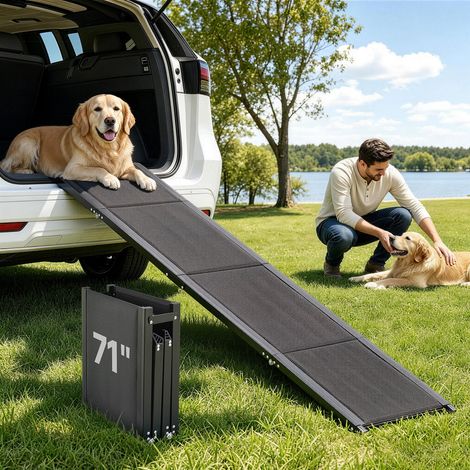 Rampe pliable 180 x 43,2 cm pour chien, accès voiture SUV/camion, surface antidérapante, charge 113 kg (1/5)