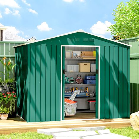 Cobertizo de Jardín Exterior 3,6 m² 236x171x191 cm con Puertas Correderas y Ranuras de Ventilación Verde (1/5)
