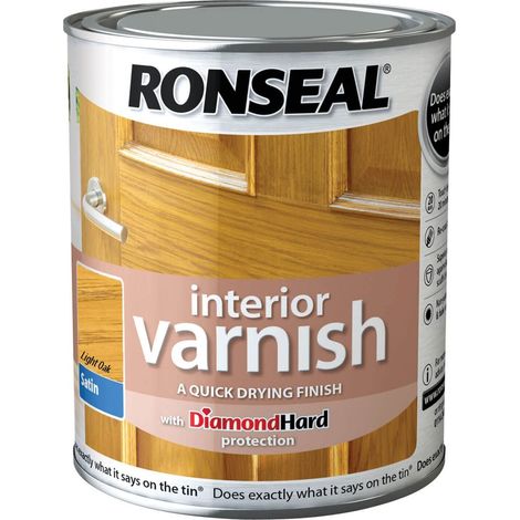 Ronseal Quick Dry Satin Interior Varnish in Light Oak – 250ml, Easy to Apply, Durable Finish (1/5)