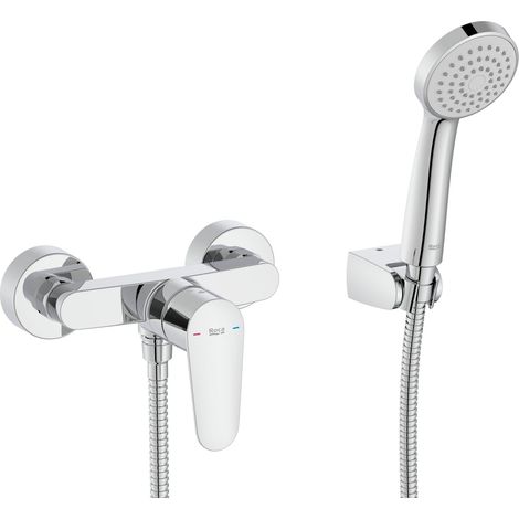 ROCA A5A204FC00 VICTORIA PLUS Grifo Monomando Mural Ducha con Equipo Cromo - ref: A5A204FC00 (1/2)