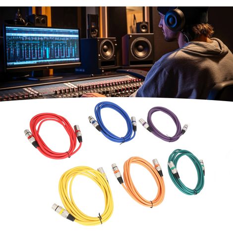Satz von sechs XLR-Audiokabeln (Stecker/Buchse), dreiadrig, doppelt geschirmt, für Mischpultmikrofone (3 Meter pro Kabel). (1/5)
