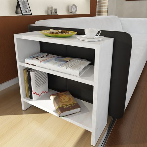 Mesa de Centro Crixia, 2 Compartimentos, Forma Rectangular, Superficie de Madera Nobilitada, 51x18x49h cm Blanco (1/4)