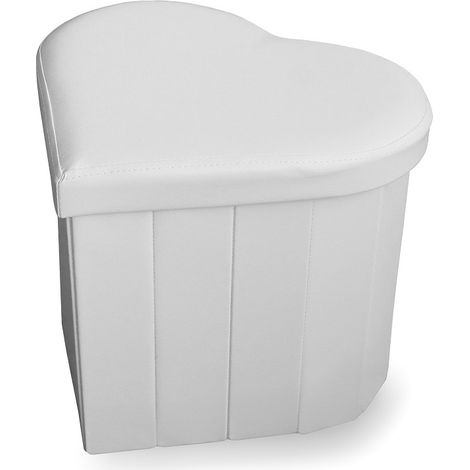 Pouf Contenitore a forma di cuore ecopelle colore rosso o bianco Idea Regalo San Valentino Bianco (1/5)