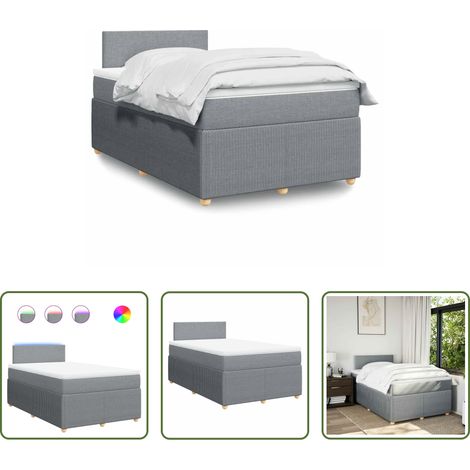 vidaXL Surmatelas - Sommier à lattes de lit et matelas gris clair 120x190 cm tissu (1/5)