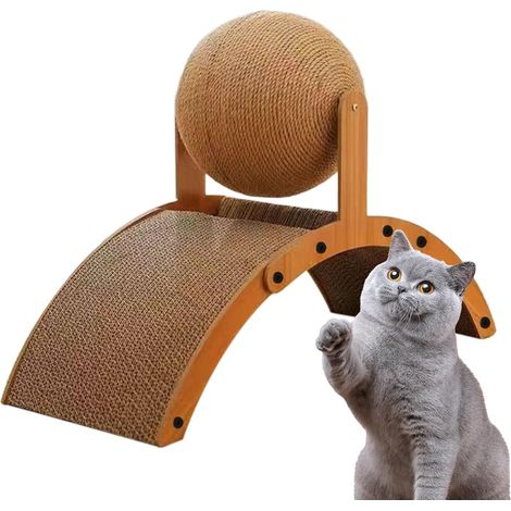 Balle à griffer pour chat - Vertical - Avec base en carton ondulé - Jouet (1/5)