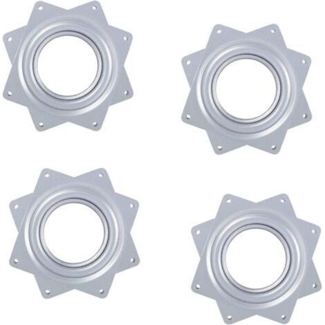 4 Pièces Plaque Pivotante, 360 Degrés Plateau, Entièrement Galvanisé, Roulements à Billes Porteurs, Forte Flexibilité, pour Présentoirs, Armoires à Chaussures Rotatives, Sièges Auto Etc(Argent (1/5)