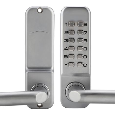 Nannigr Verrou de porte à code et bouton de porte - résistant aux intempéries - chrome (1/5)