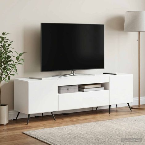 vidaXL Meuble TV LED Blanc Bois d'ingénierie (1/5)