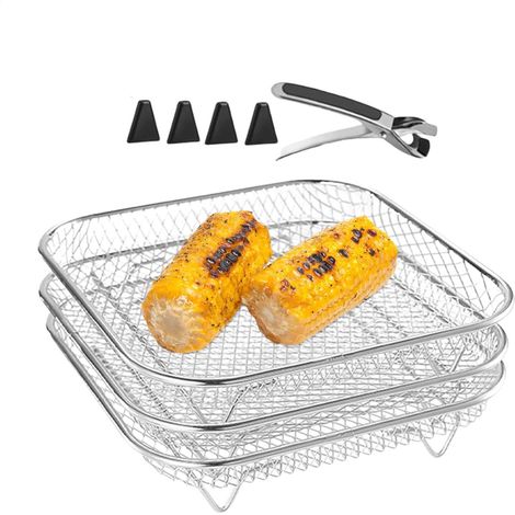 Accessoires de fumoir BBQ, panier à barbecue réutilisable, étagères cuisson pour friteuse air - Tiroir en acier inoxydable Fournitures cuisine cuisine, accessoires (1/5)
