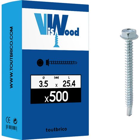 500 vis autoperceuses 3.5x25.4mm tête hexa embase zingué Viswood (1/2)