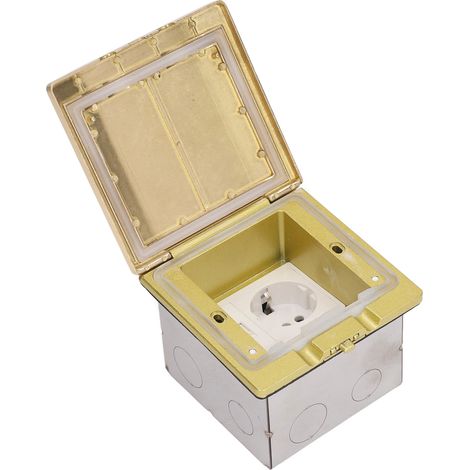 Prise de sol européenne en laiton ouvrable, prise de sol étanche encastrée à clapet pour réseau domestique (AC250V) (1/5)