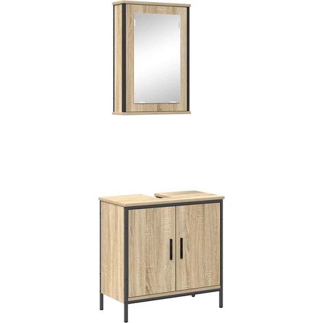 Maison Exclusive - Badezimmermöbel-Set mit Regal mit Tür 2 pcs Br