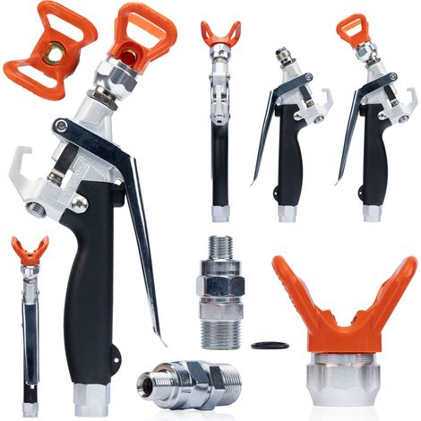 Rosfix Farbspritzpistole Black Rain BR450 – 450 bar, 1/4" Anschluss, 7/8" Düsenaufnahme  Für Spachtelmasse & Farbe  Ergonomisch & Langlebig  Lackierzubehör