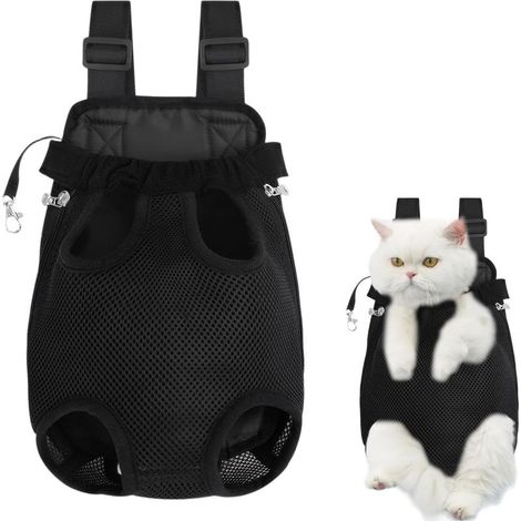 Haustierrucksack – Verstellbar – Schwarz – Tragbar – Faltbar und atmungsaktiv – Für kleine Hunde, Welpen, Katzen, Wandern, Reisen und Outdoor-Aktivitäten (1/5)