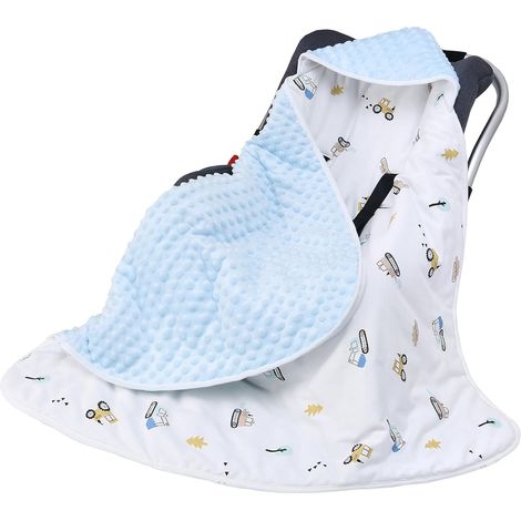 Couverture Enveloppante Hiver Bébé, Nid d'ange Bebe Cosy, Couverture Multifonction pour Bébé 90 x 90 cm, Utilisable sur Le Siège Auto, de la Poussette (Automne et Hiver, Excavatrice)