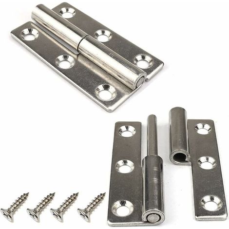 Lot de 4 charnières de porte amovibles en acier inoxydable 304 de 7.5 cm pour portes intérieures et extérieures(Droitier)